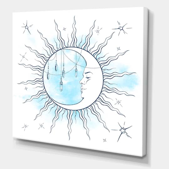 Designart - Blue Crescent Moon With Moonstone Pendants & Stars